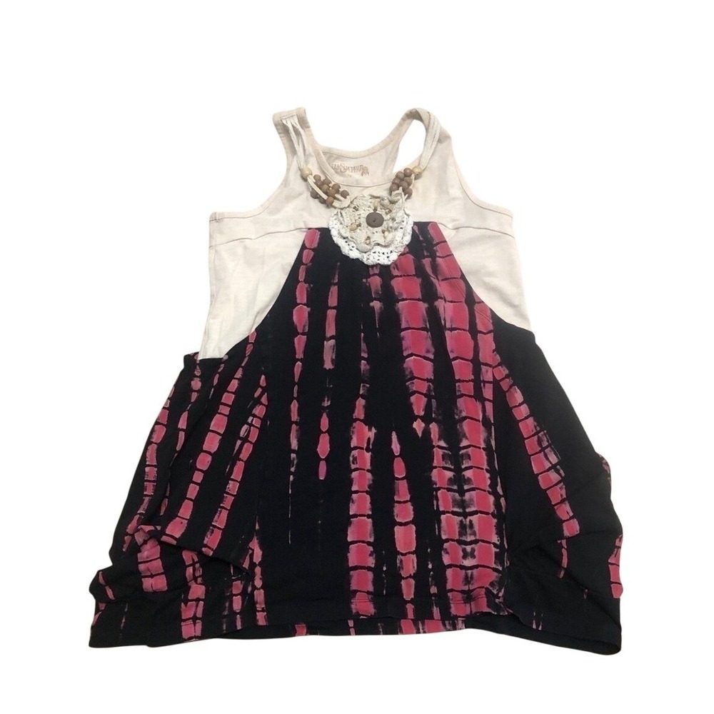 Jax & Pepper Tank top tan w/tie-dye overlay SZ 12